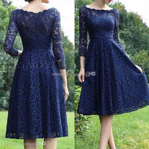 Elegant Royal Blue Lace Bridesmaid Dresses Bateau 3/4 Long Sleeves ...