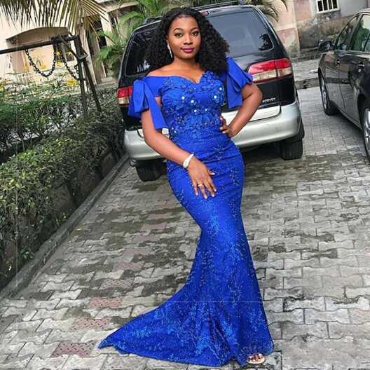 Elegant Royal Blue Long Prom Gowns Dress Mermaid African Nigeria ...