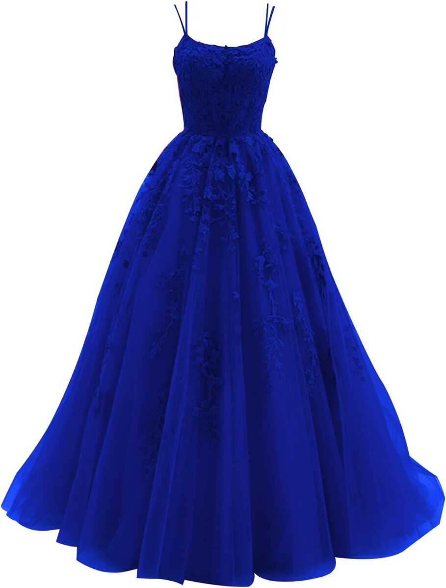 Elegant Royal Blue Prom Dress with Appliques and Turkey | Ubuy