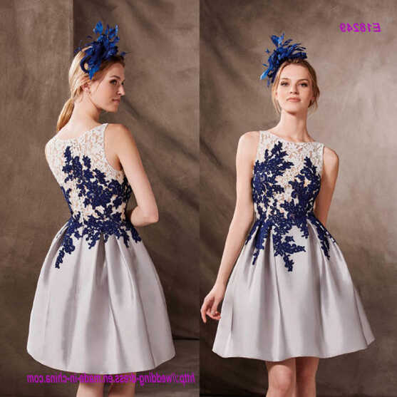 Elegant Short Cocktail Dress with Two-Tone Lace Bodice - China ...