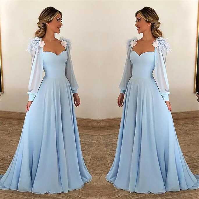 Elegant Strapless Long Chiffon Prom Dresses Charming Flowers Puff ...