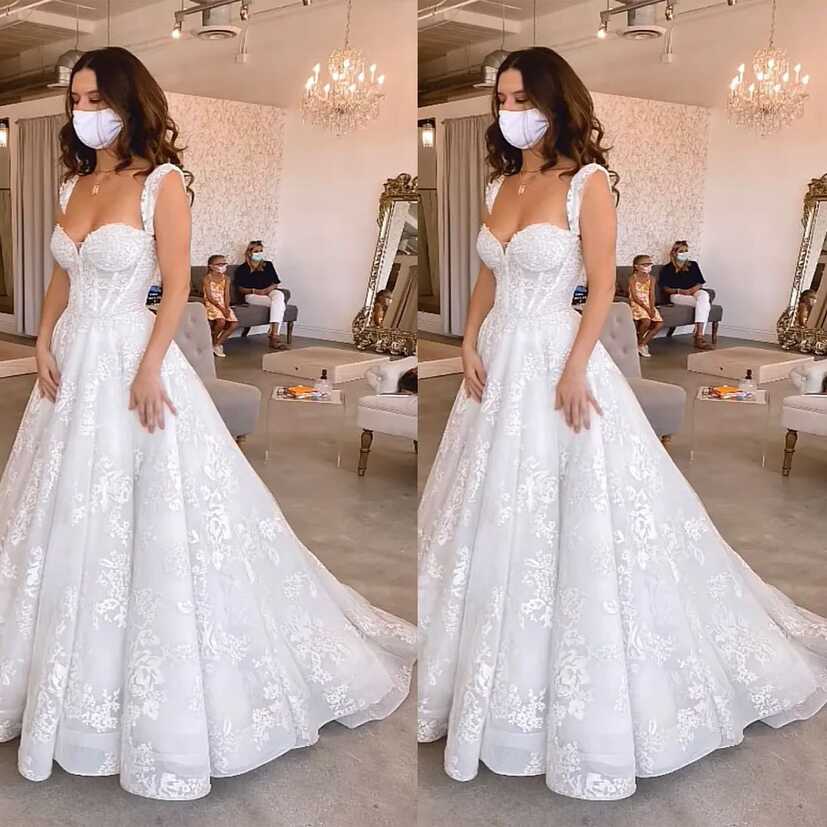 Elegant Wedding Dresses Sweetheart Neck White Ivory Lace Appliques ...