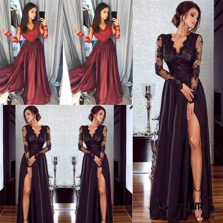 Elegant Women&#39;s Deep-V Lace Maxi Dress for Evening Party or Prom ...