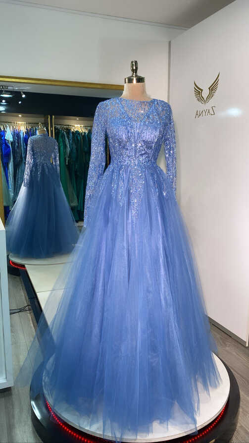 Elegant blue dress design glitters – Zayna Dresses