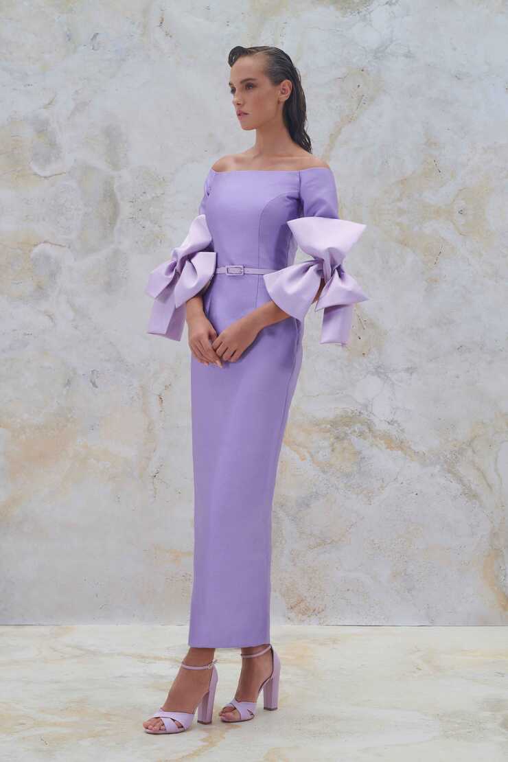 Elegant cocktail dress with bow sleeves design – Ramialali