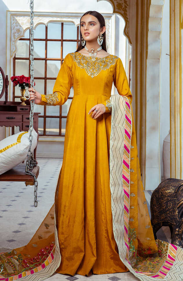 Embellished Raw Silk Frock Design Pakistani Party Dress – Nameera ...