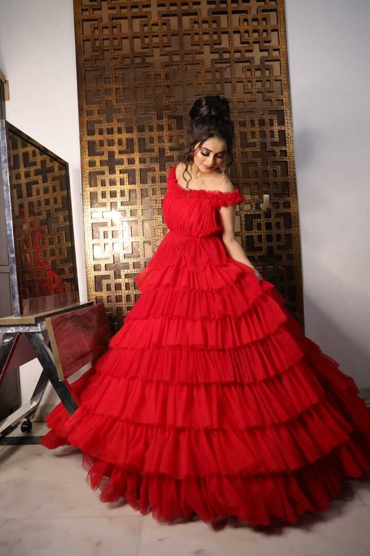 Embroidered Party Wear Red Ball Gown at Rs 7800 in New Delhi | ID ...