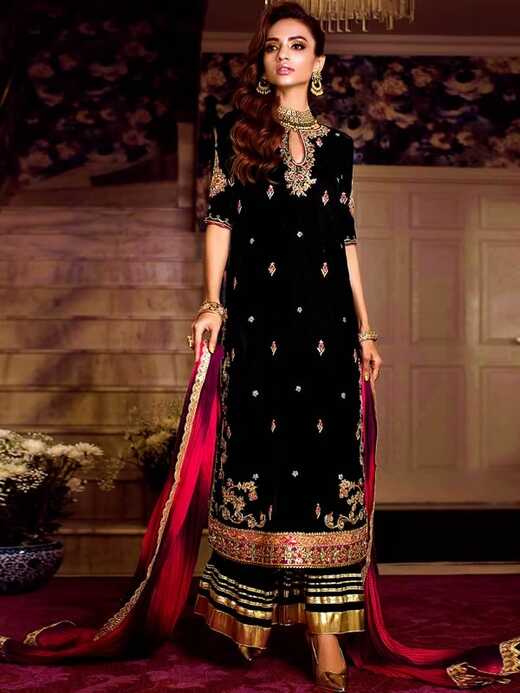 Embroidered Velvet Dresses Pakistani Velvet Dresses Party Wear ...