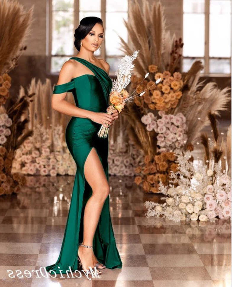 Emerald Green Bridesmaid Dresses Multiway High Split Mermaid ...