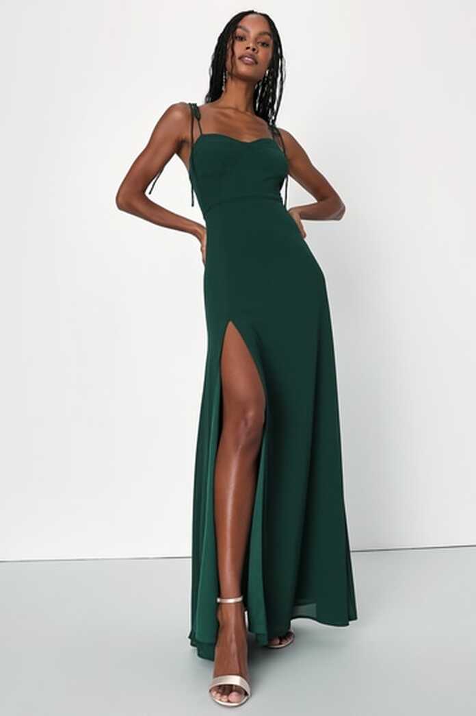 Emerald Green Maxi Dress - Tie-Strap Dress - Bridesmaid Dress - Lulus