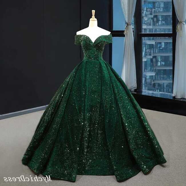 Emerald Green Quinceanera Dresses Sequin Ball Gown Off the ...