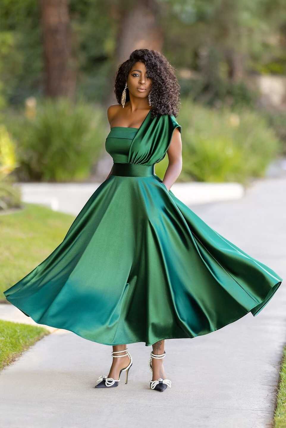 Emerald One Shoulder Dress