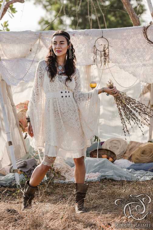 Empress bohemian dress - Short - Off white – TimjanDesign