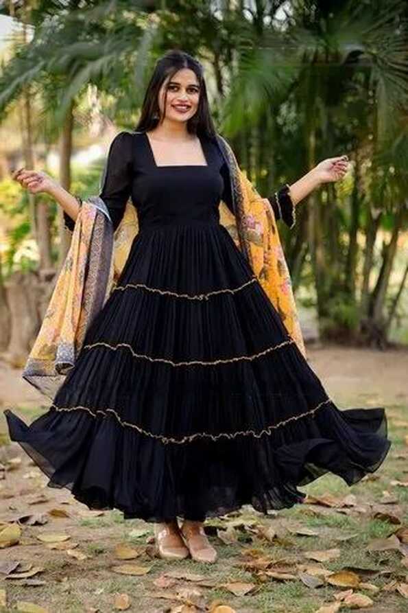 Ethnic Ladies Black Gown at Rs 680 in Surat | ID: 25694748530