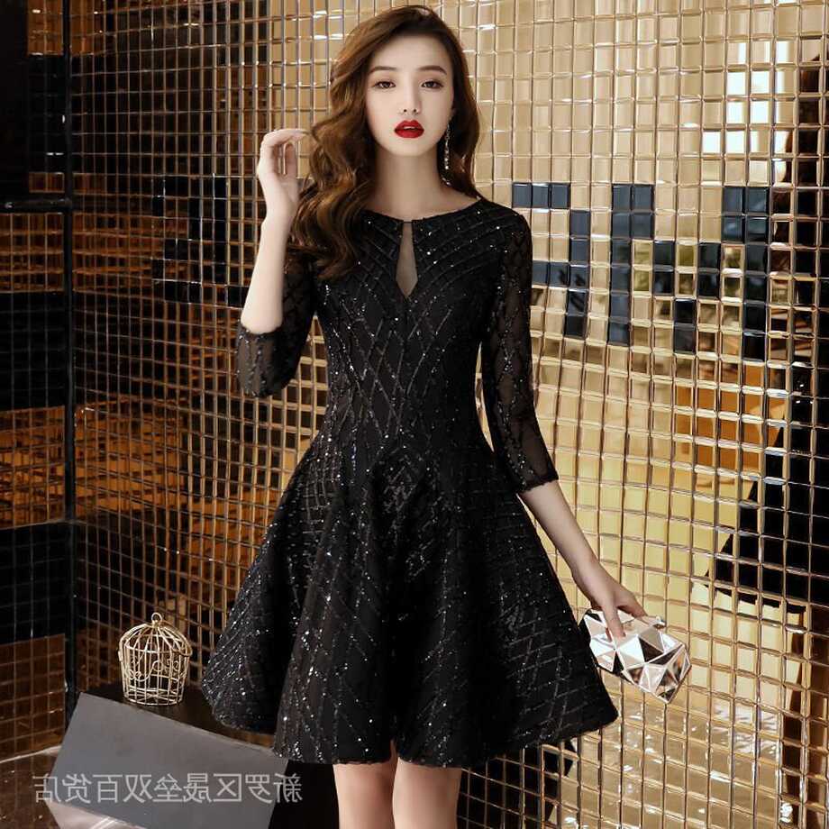 Evening Dress Female New Style Black Dinner Party Wine Birthday ...