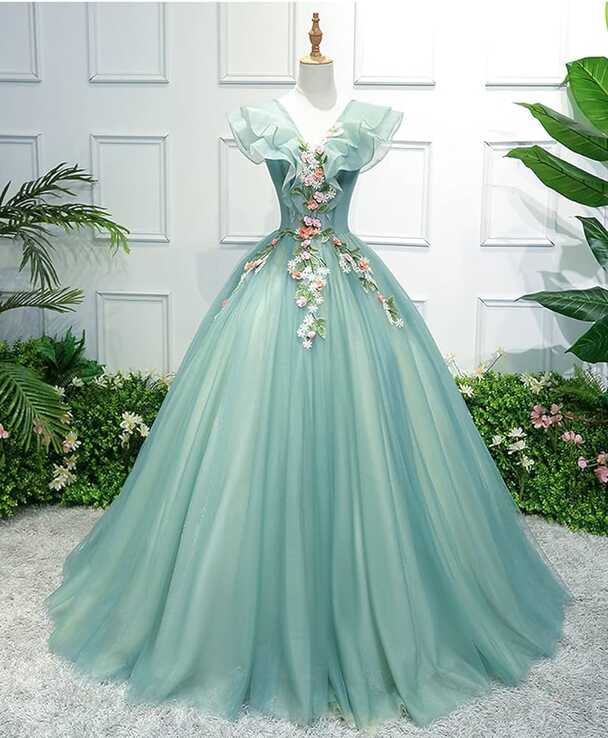 Evening Dresses for Women Chiffon V Neck Floral Bride Wedding ...