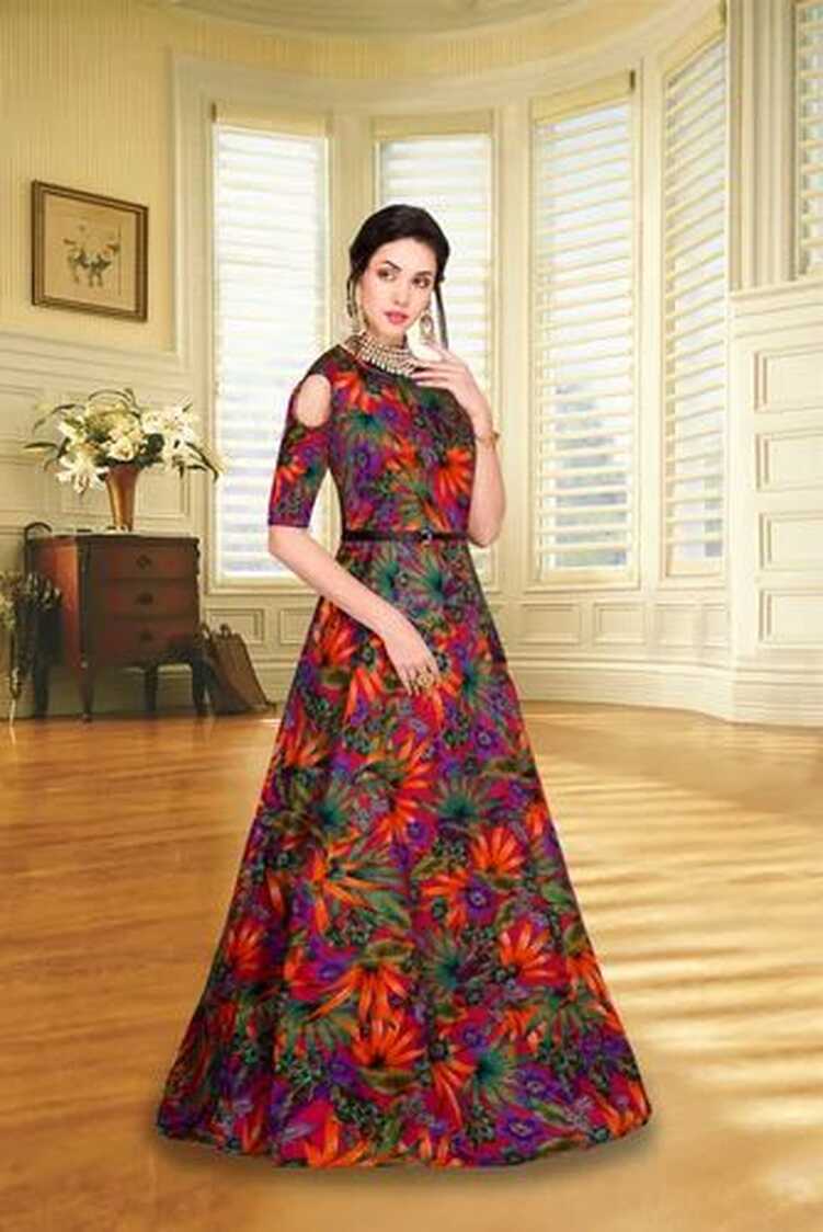 Exclusive Gown at Rs 799 | Designer Printed Long Gown in Surat ...