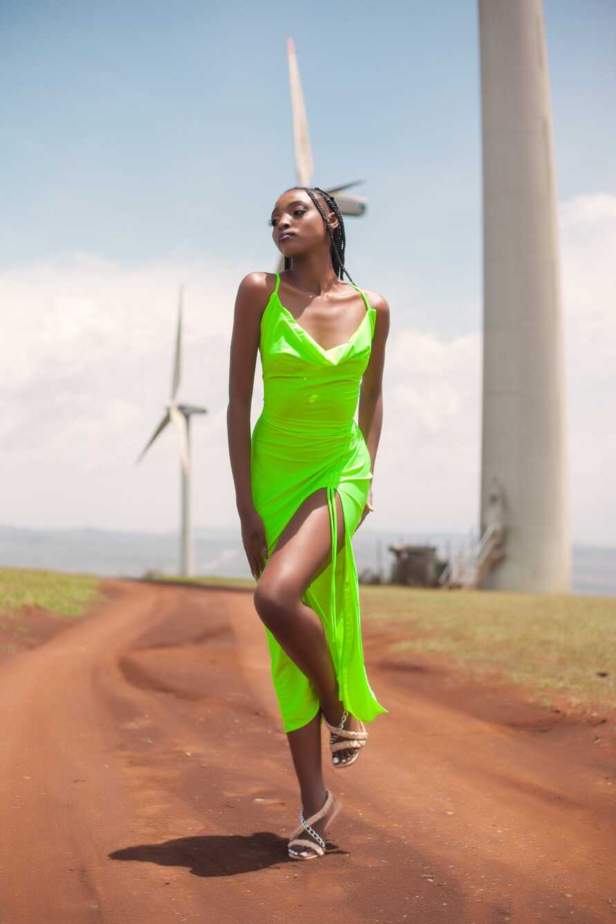 Extremely Soft Neon Green Bodycon Dress - Jekah Extra