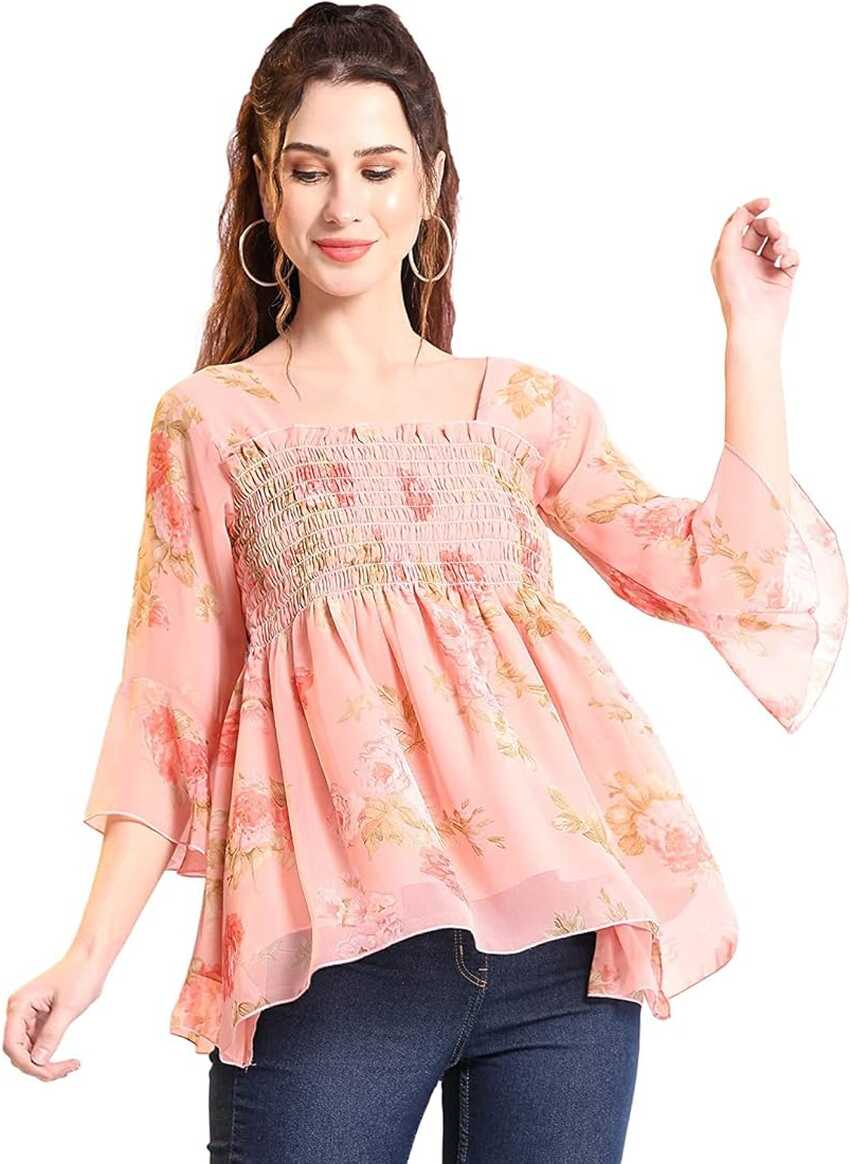 FAINLIST Tunics for Women - Fancy Floral Printed Western Tunic Top ...