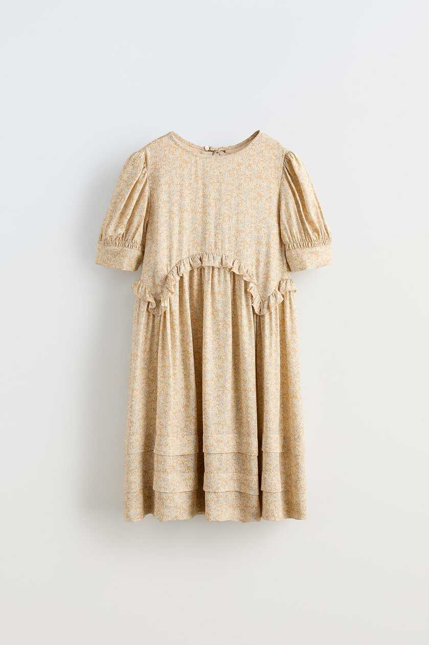 FLORAL DRESS WITH RUFFLES - Grey / Beige | ZARA Turkey