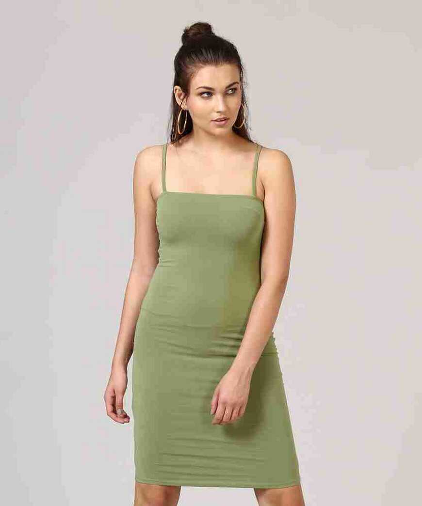 FOREVER 21 Women Bodycon Green Dress - Buy LIGHT OLIVE ...