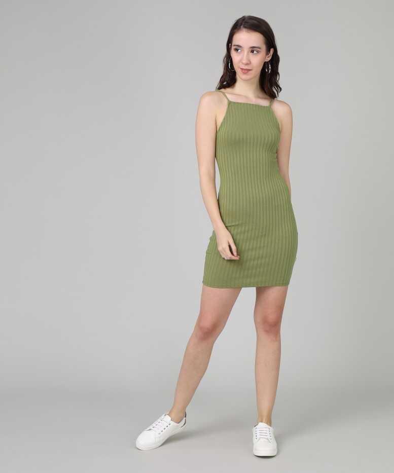 FOREVER 21 Women Bodycon Green Dress - Buy OLIVE FOREVER 21 Women ...