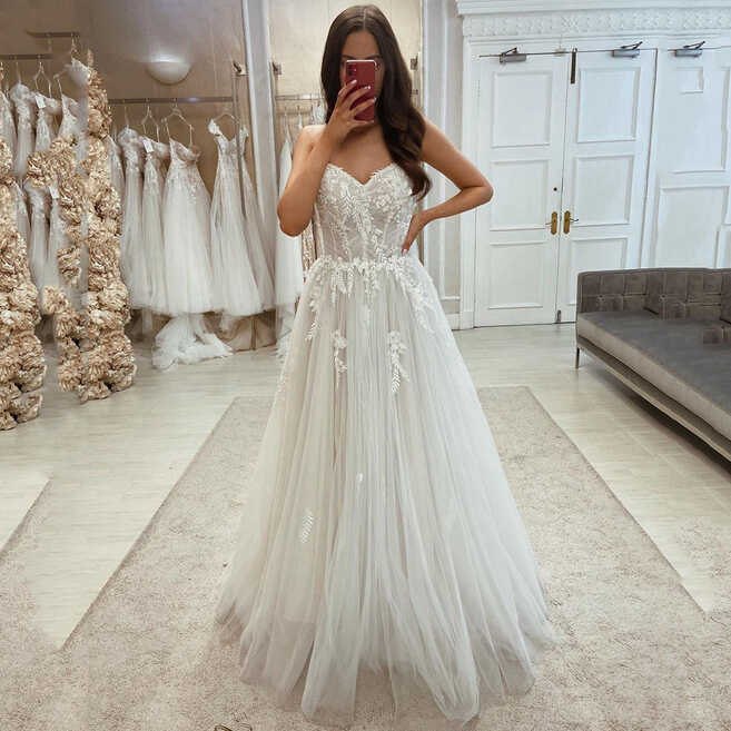 Fairy Ivory Wedding Dresses Lace Vestido de Noiva 2024 A Line ...