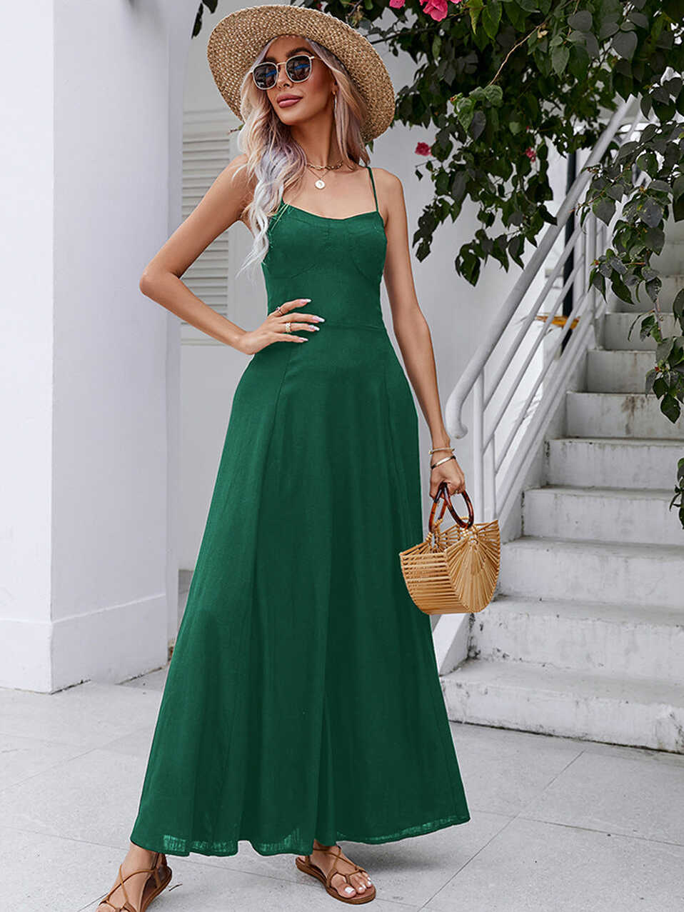 Fall In Love Bohemian Spaghetti Strap Lace Up Maxi Dress ...