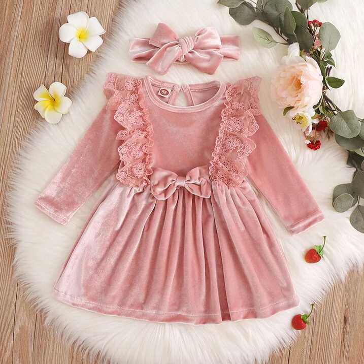 Fall Winter Kids Girls Long-sleeved Dress Baby Girls Long-sleeved ...