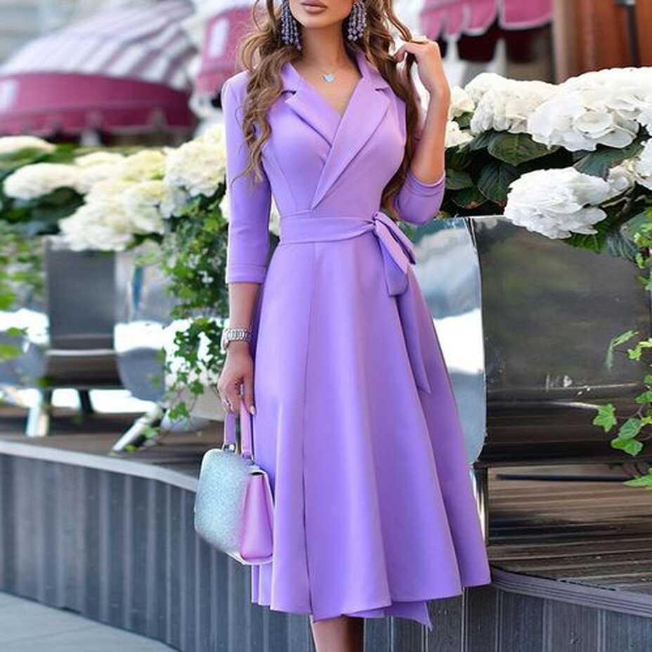 Fashion (03 Purple)Office Lady Elegant Summer Sleeveless Dress ...