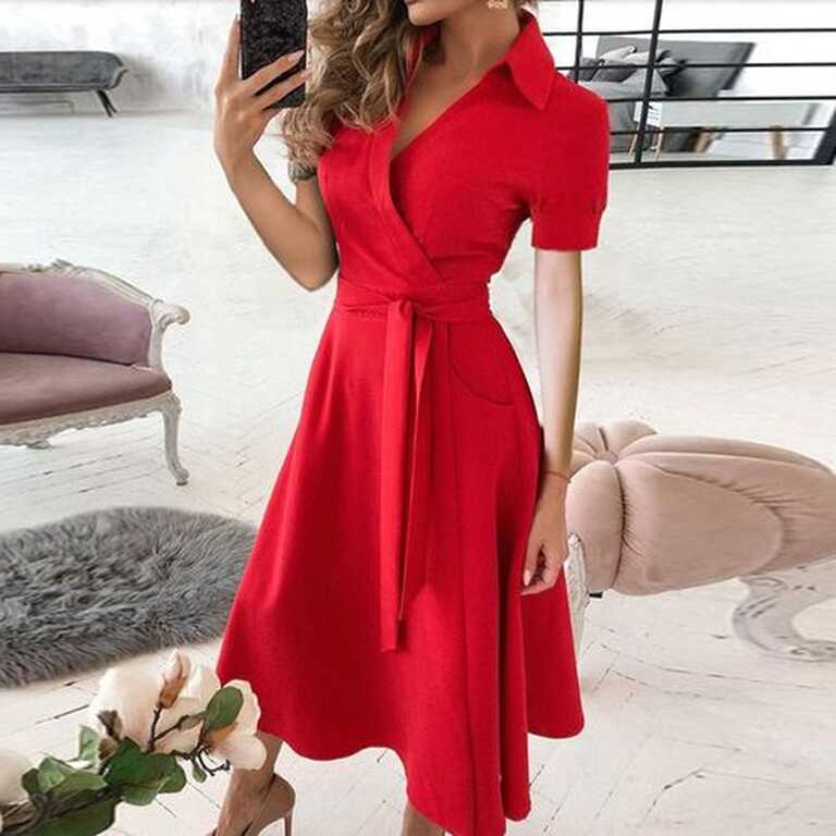 Fashion (08 Red)Office Lady Elegant Summer Sleeveless Dress Women ...