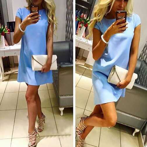 Fashion (Light Blue 9061)Summer Dress Hooded Sweatshirt O-neck ...