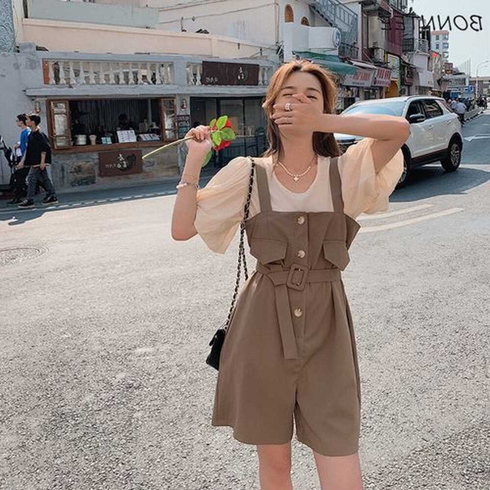 Fashion (black 2 Pcs Sets)Sets Women Summer Solid All-match Korean ...