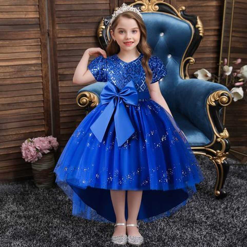 Fashion Girls Children Kids New Arrival Long Tail Sequins Wedding ...