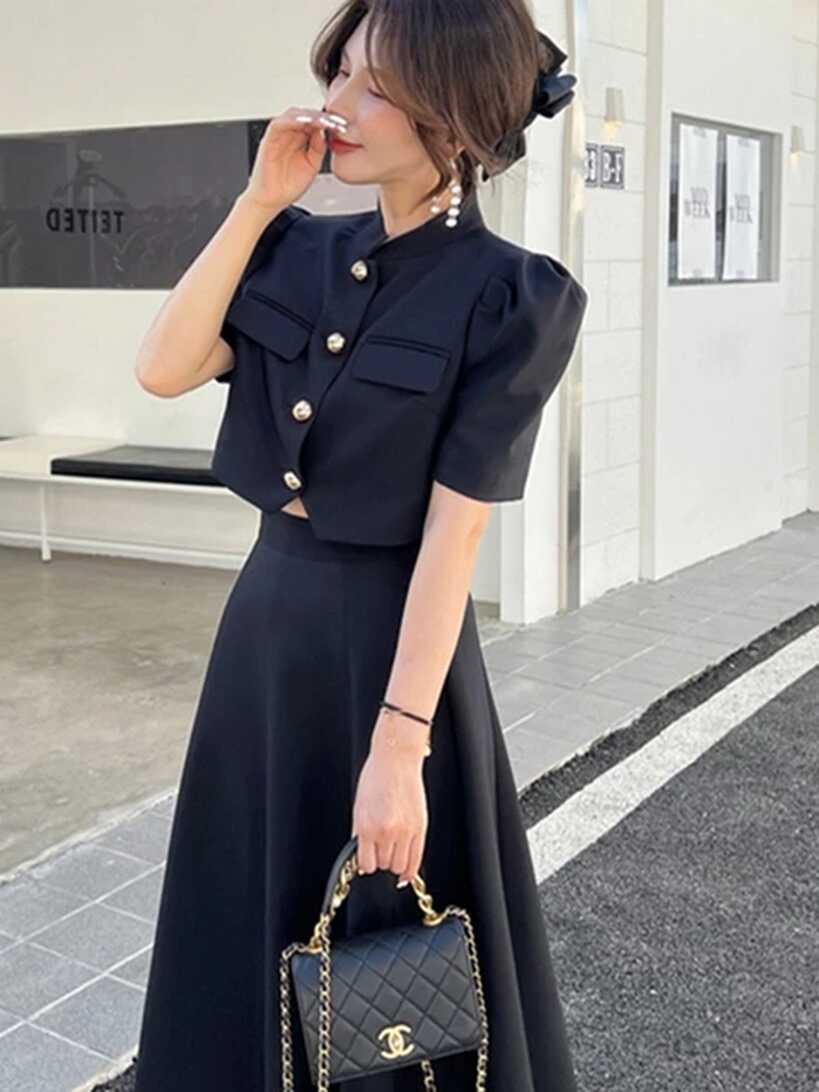 Fashion Korean Sweet Elegant 2 Piece Set Spring Summer Office Lady ...