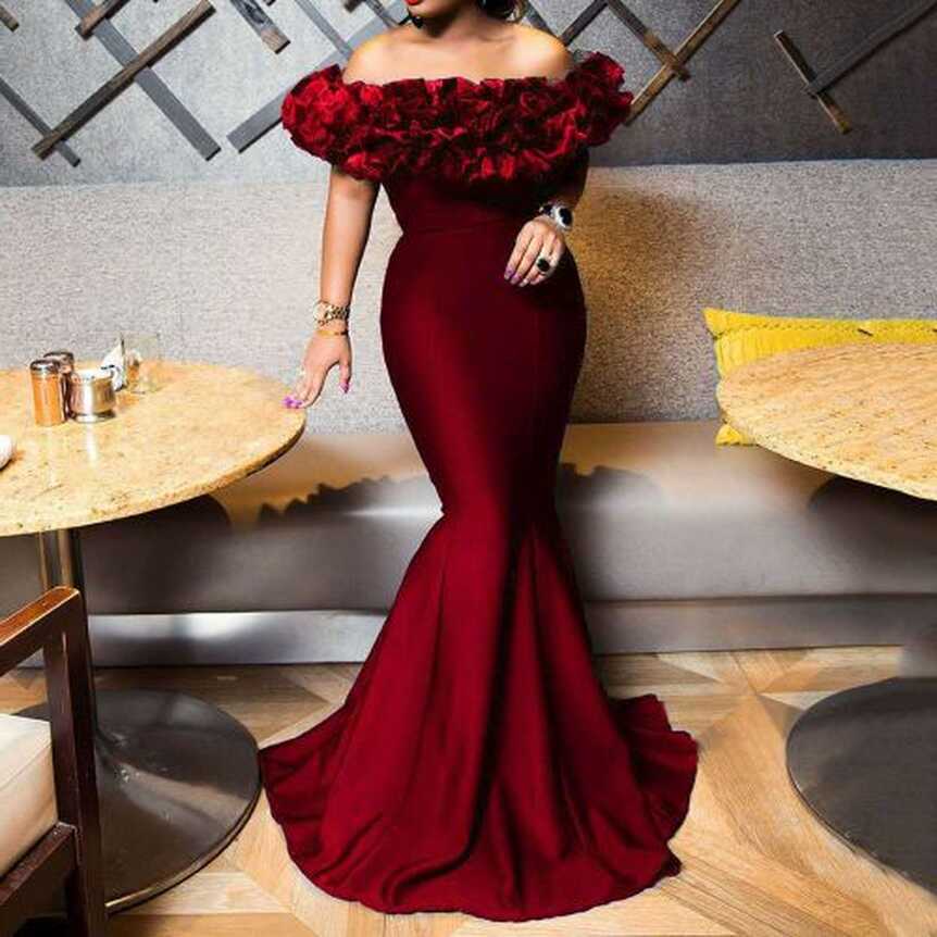 Fashion Luxury Party Elegant Woman Evening Gown Plus Size Slim ...