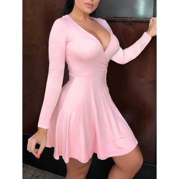 Fashion Women Elegant Short Party Casual Dress Ladies Night V Neck ...