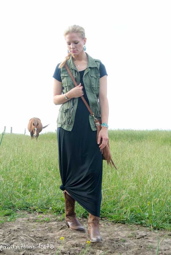 Fashioned For Living: maxi dress and cowboy boots outfit with ...