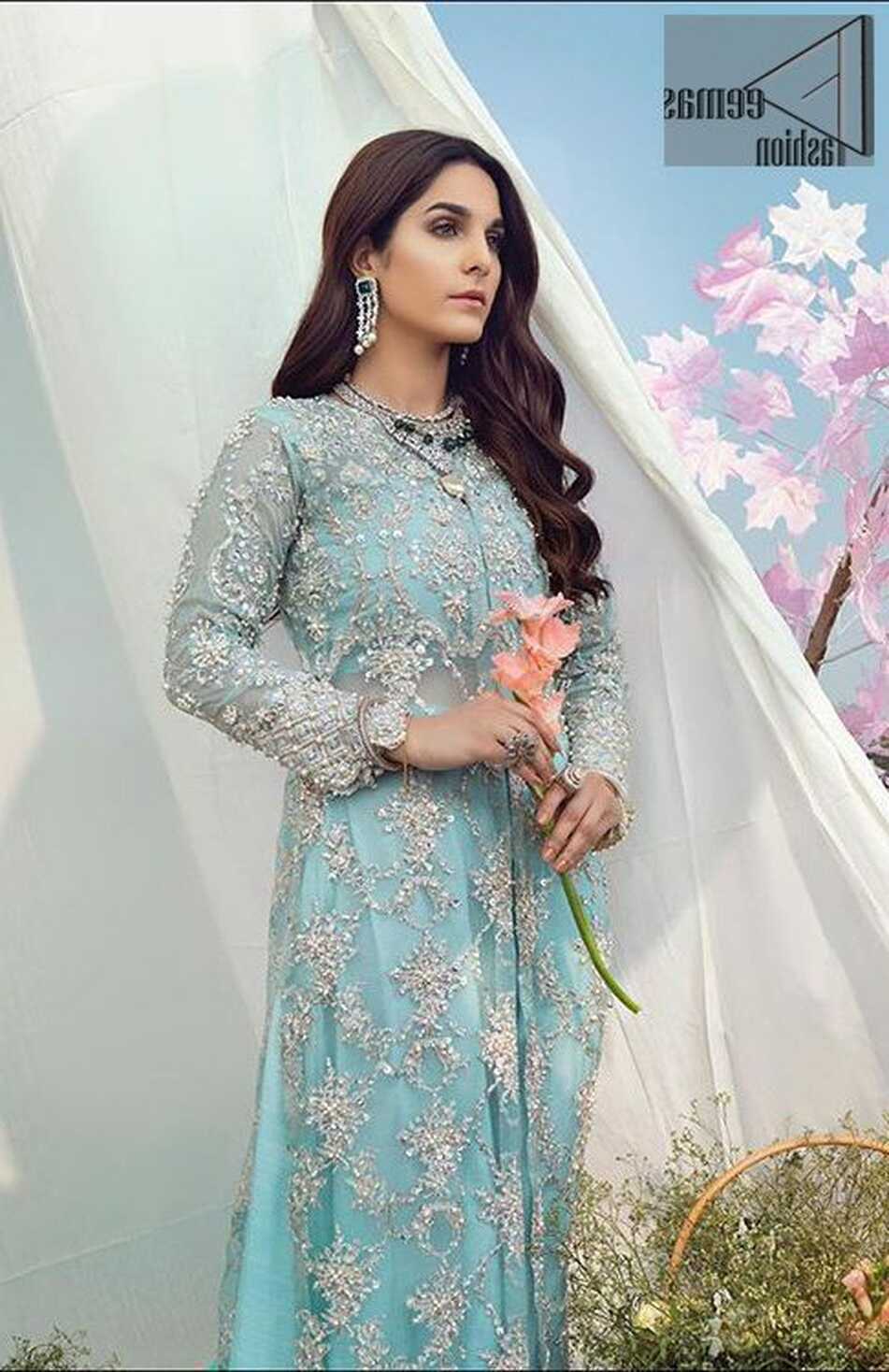 Ferozi Front Open Long Shirt n Inner Maxi Dupatta for Nikah