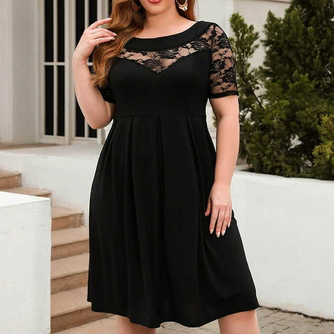 Finelylove Spring Dress Plus Size Sexy Maxi Dress V-Neck Solid ...