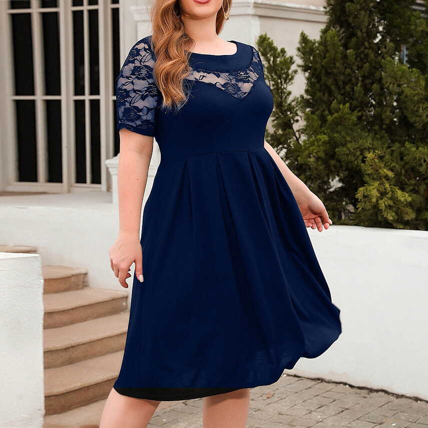 Finelylove Sun Dress Plus Size Casual Summer Dresses V-Neck Solid ...