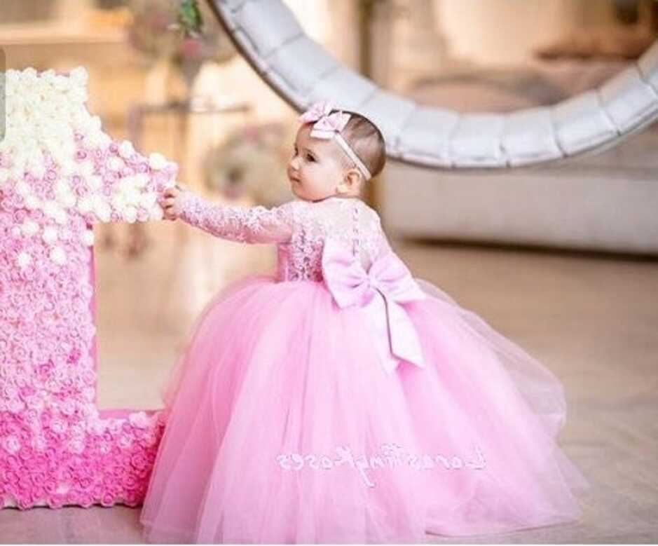 First Birthday Baby Pink Dress 1st Birthday Baby Pink Lace Dress ...