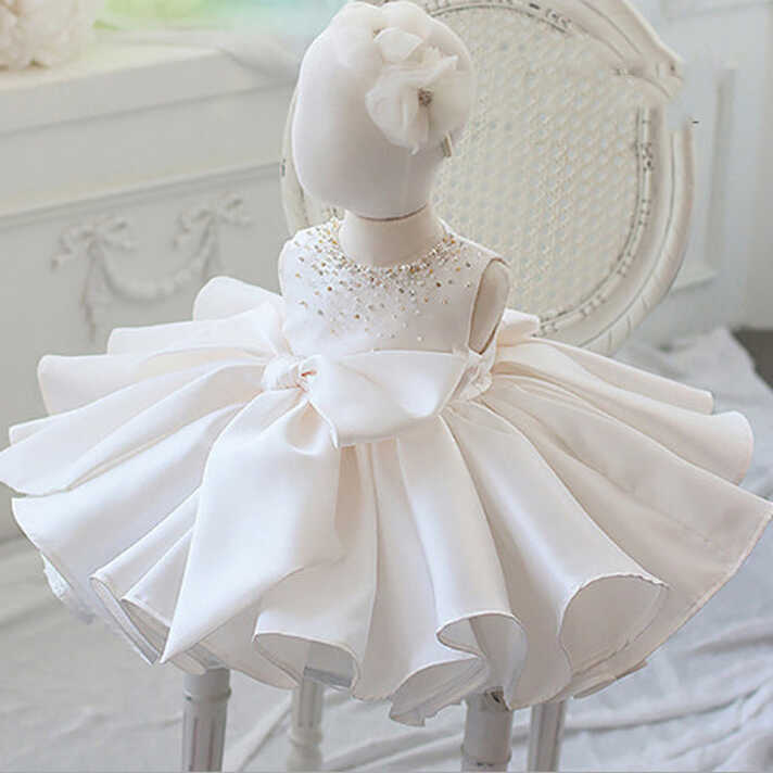 First Communion Dress Baby Girl Formal Princess Dress Toddler Bow ...