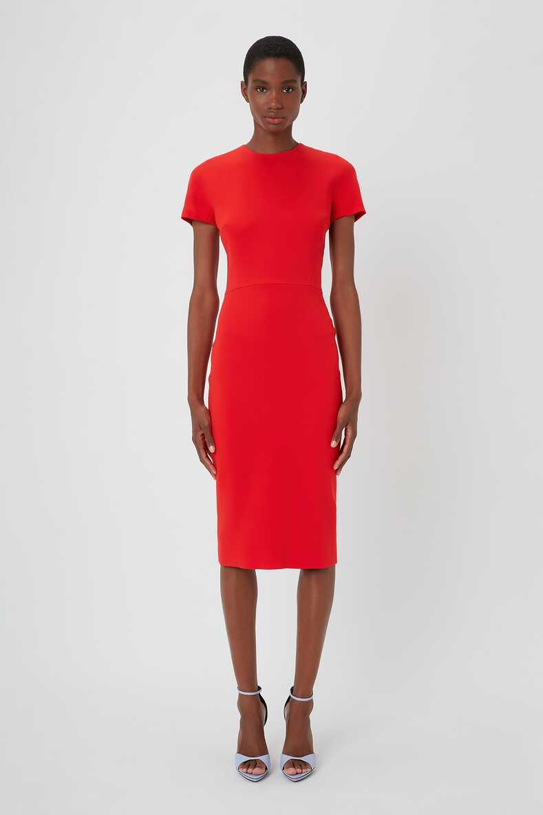 Fitted T-shirt Dress In Bright Red – Victoria Beckham UK