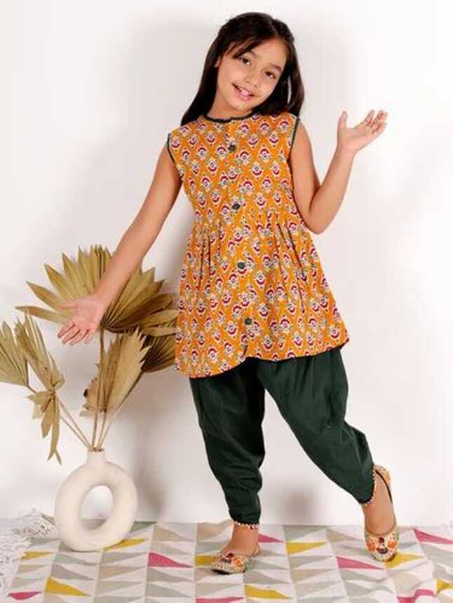 Flared Cotton Kids Girls Dhoti Kurti Set, Stitched at Rs 375/piece ...