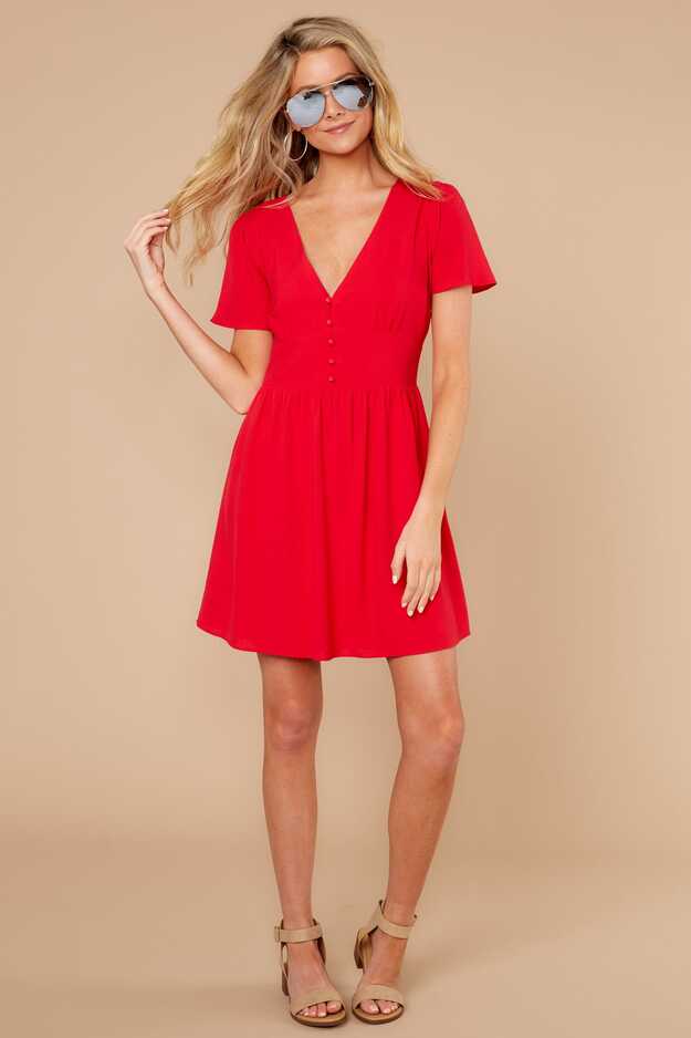 Flirty Red Dress - Short Red Dress- Dress - $46 – Red Dress ...