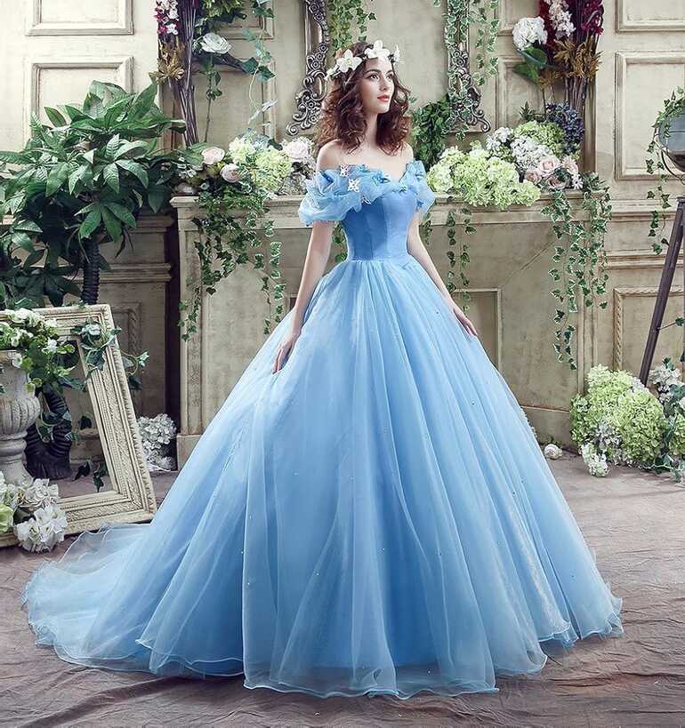 FloYoung 2016 Tulle Long Princess Cinderella Wedding Dress Ball ...