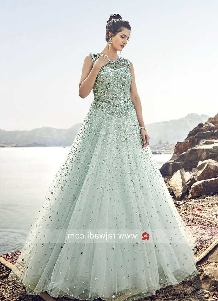 Floor Length Heavy Wedding Net Gown