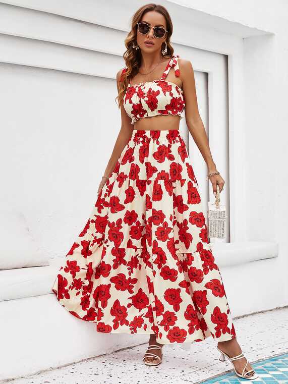 Floral 2 Piece Tropical Vacation Maxi Skirt Set – The Landing World