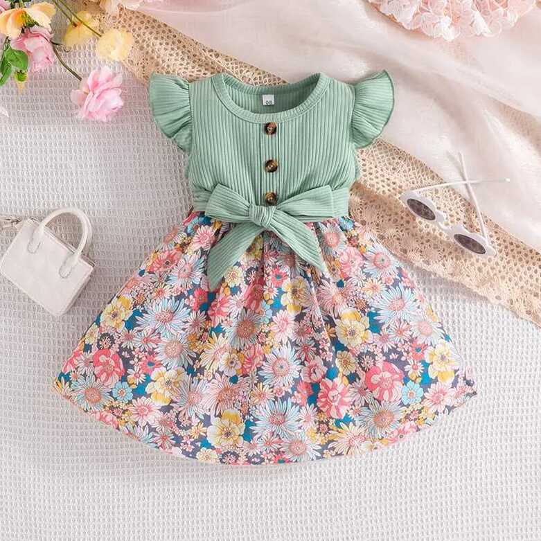 Floral 2t Princess Dress For Girls 1 6 Years Cute Ruffle Sleeve ...